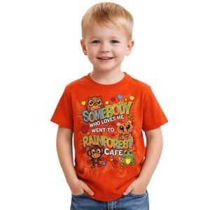 Rainforest Cafe Kids Orange Graphic T-Shirt Size 3 Souvenir Tee